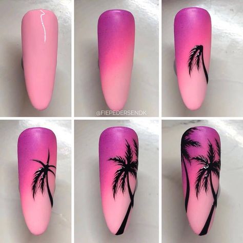 Uñas Nail Art, Nexgen Nails Colors, Nails Grunge, Halloween Nails Diy, Palm Tree Nails, Unghie Sfumate, Tropical Nails, Nail Drawing, Tree Nails