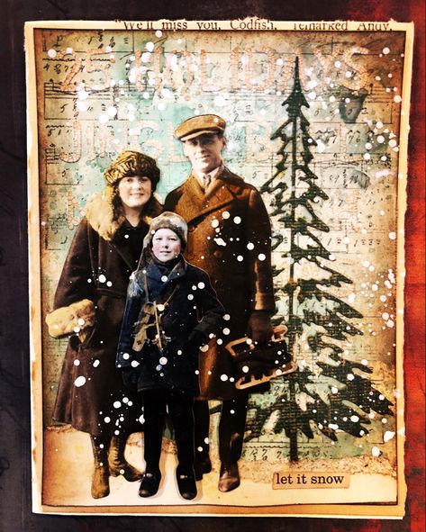 Tim Holtz Paper Dolls, Creative Christmas Cards, Tim Holtz Mini, Tim Holtz Crafts, Tim Holtz Cards, I Wait, Postcard Art, Christmas Dolls, Christmas Cards To Make