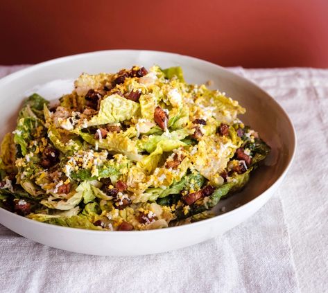 Ready for salad season? Here's a new favorite: Nancy Silverton's Little Gems with Herb Croutons, Bacon Vinaigrette and Grated Egg is served at her Los Angeles steakhouse, Chi Spaca. (Ed Anderson) French Bistro Salad, Bistro Salad, Bacon Vinaigrette, Nancy Silverton, French Bistro, Chopped Salad, Top Chef, Croutons, Chef Recipes