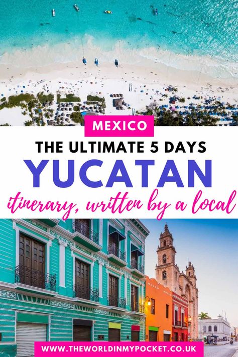 The Ultimate 5 Day Yucatan Itinerary in Mexico - The World in My Pocket Yucatan Travel, Travel Blog Design, See In, Mexico Itinerary, Travel To, What To, Explore Mexico, Trip To Mexico, Mexico Travel Guides