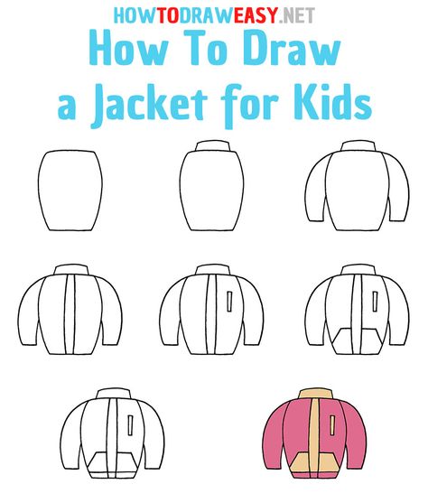 How to Draw a Jacket Step by Step #Jacket #JacketDrawing #EasyJacketDrawing #HowtoDrawaJacket #WinterJacket #WinterJacketDrawing #RedJacket #DrawingforKids #DrawingTutorialsforKids #ElementaryDrawing #StepbyStepDrawingTutorial #ClothingDrawing #Clothes #HowtoDrawanEasyJacket How To Draw A Jacket Step By Step, Step By Step Drawing Clothes, Kawaii Step By Step, Step By Step Cute Drawings, Drawing With Shapes, 1 Line Drawing, Doodles Borders, Elementary Drawing, Step By Step Drawings