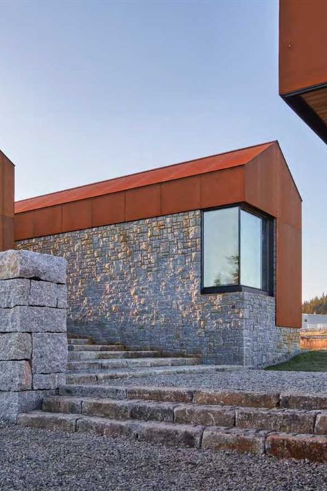 Corten Steel And Stone Architecture, Steel And Stone Architecture, Brian Mackay Lyons, Farm Architecture, House In Canada, Steel Architecture, Steel Cladding, Rural Architecture, Best Homes