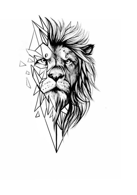 Geometric Lion Tattoo, Cute Simple Tattoos, Geometric Lion, Family Tattoo Designs, Lion Head Tattoos, Animal Lion, Band Tattoo Designs, Armband Tattoo Design, Lion Tattoo Design