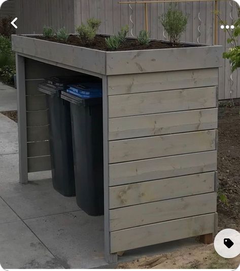 Rent Friendly Outdoor, Trash Can Garden Planters, Trash Bins Outdoor Garbage Storage, Garbage Storage Outdoor, Bin Storage Ideas Outdoor, Trash Bin Storage Outdoor, Trash Can Cover Outdoor, Garbage Bin Storage Outdoor, Garbage Cans Outside