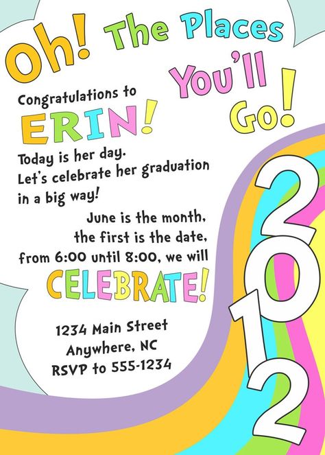 What font is used in "Oh The Places You'll Go" Dr. Seuss book? Dr Seuss Graduation Party, Tk Graduation, Dr Seuss Graduation, Preschool Graduation Theme, Vpk Graduation, Preschool Graduation Party, Prek Graduation, The Places Youll Go, Kindergarten Graduation Party