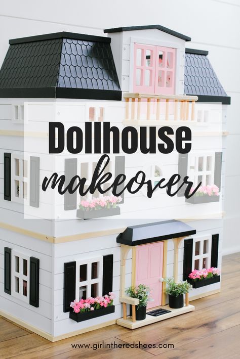 Dollhouse Makeover · The Girl in the Red Shoes Repaint Plastic Dollhouse, Melissa Doug Dollhouse Remodel, Dollhouse Bookcase Makeover, Diy Christmas Dollhouse Makeover, Hearth And Hand With Magnolia Dollhouse, Decorate Dollhouse Ideas, Hearth And Hand Dollhouse Furniture, Dollhouse Repurpose Ideas, Diy Dollhouse Paint Ideas