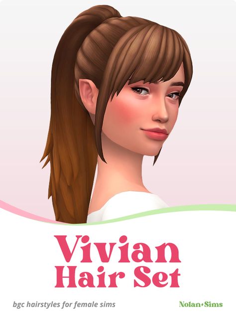 Vivian Hair Set | Nolan-Sims on Patreon Sims Hair Cc Ponytail, Nolan Sims Cc, The Sims 4 Cc Patreon Hair Ponytail, Sims 4 Cc Maxis Match Tied Hair, Sims 4 Cc Hair Ponytail Patreon, Sims 4 Cc Ponytail Patreon, Sims 4 Cc Maxis Match Hair Female Ponytail, Ts4 Ponytail Maxis Match, Sims4 Cc Hair Ponytail