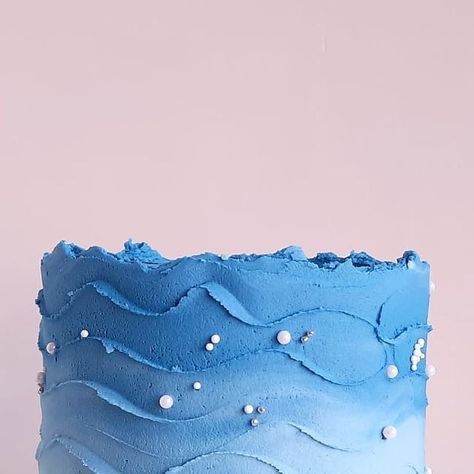 Simple Ocean Cake, Simple Ocean Theme Cake, Ocean Wave Cake Design, Ocean Aesthetic Birthday Cake, Square Ocean Cake, Ocean Cakes, Ombre Cake, Keeping It Simple, Keep It Simple