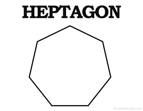 Printable Heptagon Shape Heptagon Tattoo, Octagon Shape Activities For Preschool, Octagon Template Free Printable, Hexagon Printable Template, Octahedron Template, Heptagon Shape, Hexagonal Prism Template, Grade R Worksheets, Stencil Lettering