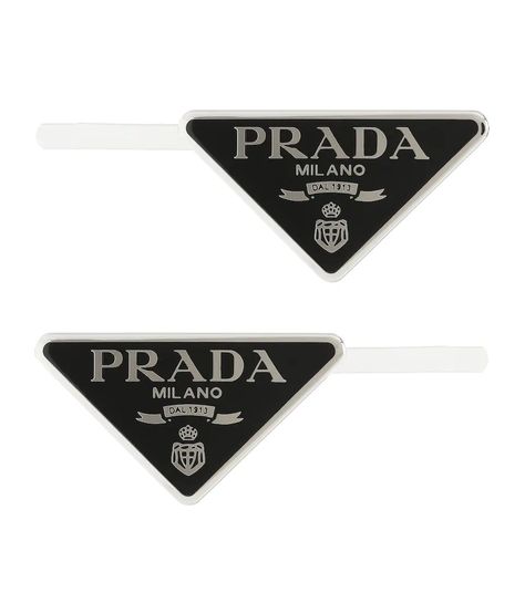 Prada Accessories Hair, Designer Hair Clips, Prada Hair Accessories, Dior Hair Clip, Prada Hair Clip, Dior Hat, Logo Hair, Prada Jewelry, Prada Accessories