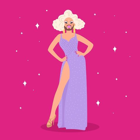 Drag Queen Drawing, Drag Illustration, Queen Cartoon, Queen Illustration, Queen Clipart, Queen Drawing, Tree Drawings Pencil, Queen Anime, Experiential Marketing