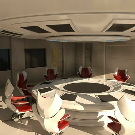 Futuristic Office, Scifi Interior, Meeting Room Design, Space Themed Room, Spaceship Interior, Sci Fi Environment, Futuristic Interior, 카드 디자인, Futuristic City