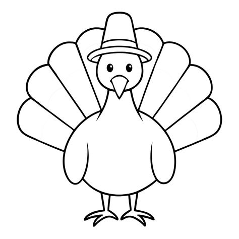 Pilgrim Hat and Turkey Clipart Easy Turkey Drawing, Turkey Coloring Pages For Kids, Turkey Outline, Bat Coloring Page, Book Turkey, Turkey Template, Turkey Coloring, Thanksgiving Drawings, Turkey Clipart