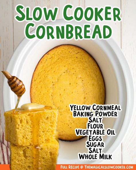 Crock Pot Cornbread, Slow Cooker Cornbread, Crockpot Cornbread, Sweet Chili Recipe, Cornmeal Bread, Jiffy Recipes, Crock Pot Bread, Cornbread Easy, Jiffy Cornbread