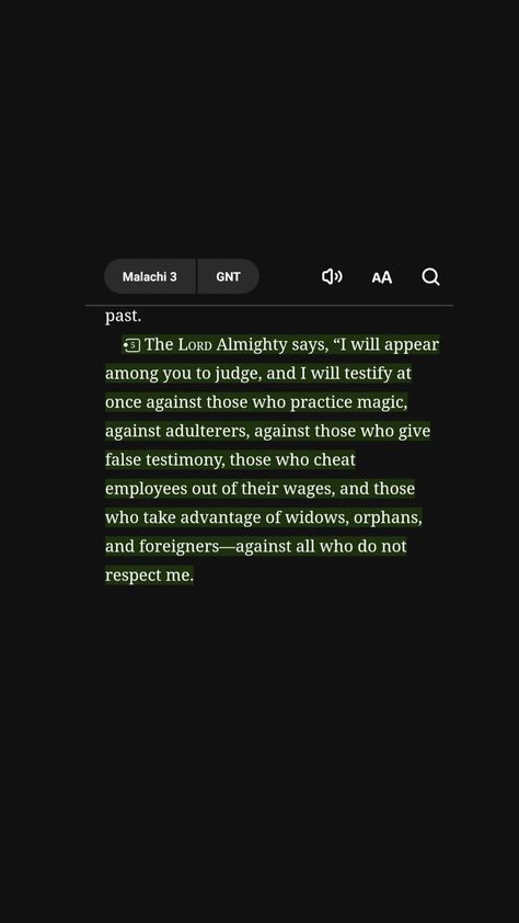 Malachi 3:5 Christianity Bible verse Green Bible Verses About Cheating, Malachi 3 10, Favorite Verses, Christian Videos, Quotes Prayer, Prayer Scriptures, Our Savior, Bible Quotes Prayer, Our Father