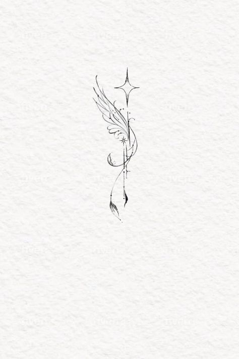 Linear Tattoo Ideas, Dragon Fan Tattoo, Swan Line Tattoo, Small Flowy Tattoo, Minimalist Tattoo Virgo, Whimsical Fine Line Tattoo, Divine Feminine Symbol Tattoo, Fine Line Sea Animal Tattoos, Cute Tattoo Placements