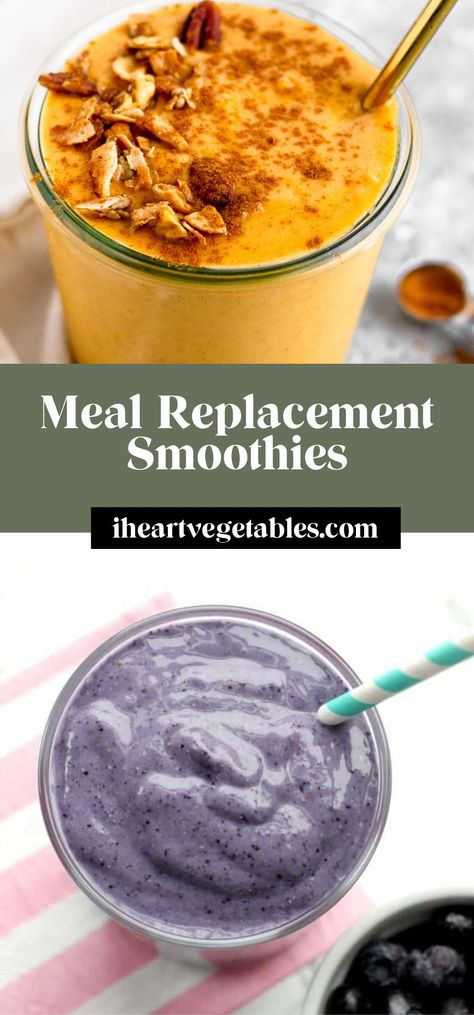 If you’re drinking a smoothie as a meal replacement, it’s important to make sure that it has enough protein, fat, and carbohydrates to sustain you until your next meal. These recipes do the trick! Protien Smoothies Recipes, High Protein Smoothie Recipes, Dinner Smoothie, Lunch Smoothie, Simple Family Meals, High Protein Smoothies, Keto Smoothie Recipes, Nutribullet Recipes, Protein Smoothie Recipes