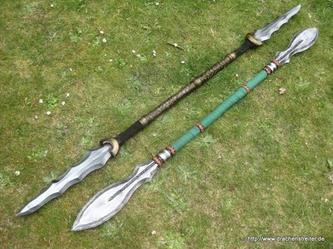 Double spear by SchmiedeTraum Double Bladed Spear, Double Spear Concept Design, Double Ended Spear, Double Sided Spear, Double Edged Spear, Spear Aesthetic, Double Spear, Zombie Gear, Survival Life Hacks