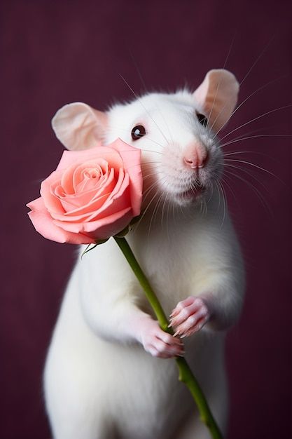 Rat Cute, Reference Board, Bad Reputation, Photo Cute, Cute Rats, Flower Studio, Holding Flowers, Pet Rats, Unique Animals