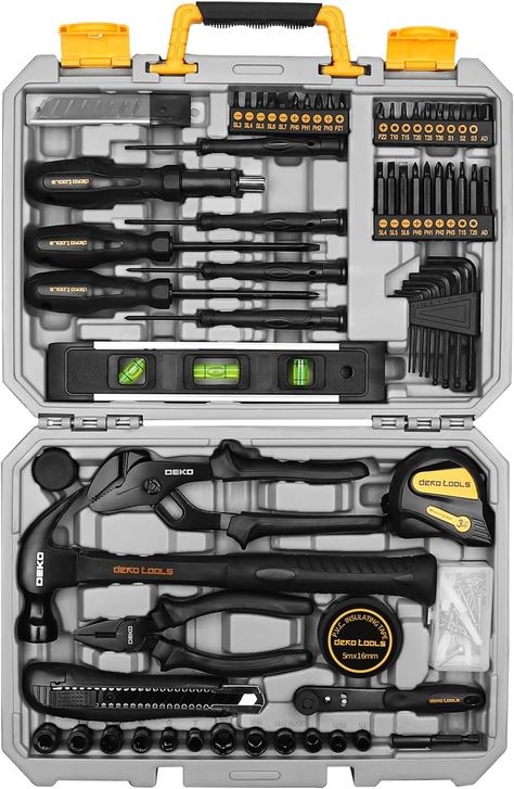 DEKOPRO 150 Piece Tool Set, General Household Hand Tool Kit, Home Repair Tool Kit with Plastic Toolbox Storage Case for DIY Project, Home Maintenance - Amazon.com Toolbox Storage, Claw Hammer, Hand Tool Kit, Car Diagnostic Tool, Fishing Tackle Box, Portable Toilet, Household Tools, Basic Tools, Diy House Projects