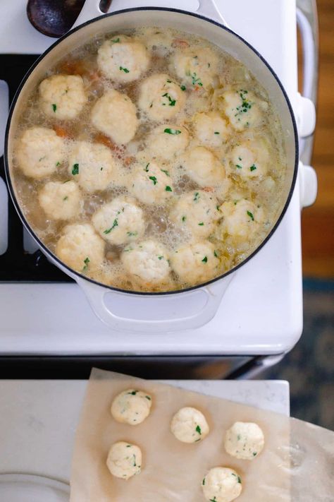 Dumplings Soup Recipe, Sourdough Dumplings, Homemade Sourdough Bread Recipes, Dumplings Soup, Farmhouse On Boone, Chicken Dumpling Soup, Sourdough Bread Starter, Dumpling Dough, Frozen Dumplings