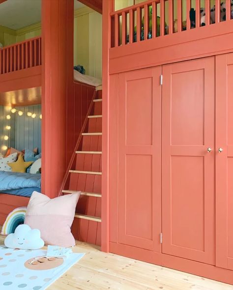 See the DIY Bunk Beds in These Kids’ Colorful Bedroom — Tour | Cubby Diy Bunk Beds, Colorful Kids Bedroom, Bunk Bed Room, Bedroom Tour, Diy Bunk Bed, Colorful Bedroom, Bottom Bunk, Maximalist Home, Kids Bedroom Inspiration