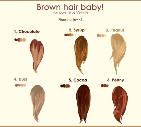 Brown hair. Hair palette ! by Velsinte on DeviantArt #digitalart #hairtutorial #drawingtutorial #hair Brown Hair Pallete Color, Blonde Hair Color Pallete, Blonde Hair Color Palette Drawing, How To Draw Blonde Hair, Anime Hair Color Palette, Brown Hair Palette, Hair Color Palette, Hair Palette, Pretty Brown Hair