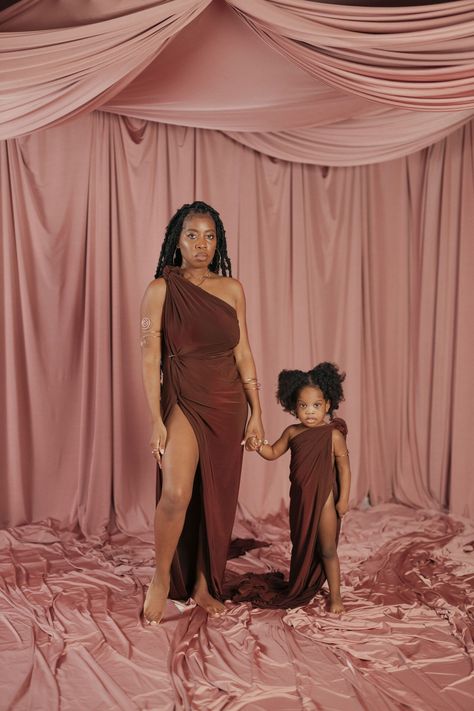 Mom And Daughter Maternity Shoot, Womens Month, Dream Family, Newborn Shoot, African Fashion Women Clothing, African Fashion Women, Brown Dress, Mother Daughter, Pregnancy Shoot