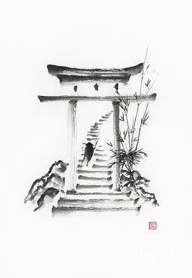 Japanese Temple Drawing, Japanese Temple Tattoo, Ink Tattoo Design, Red Tattoo Ideas, Vietnam Tattoo, Temple Tattoo, Red Ink Tattoo, Temple Drawing, China Ink