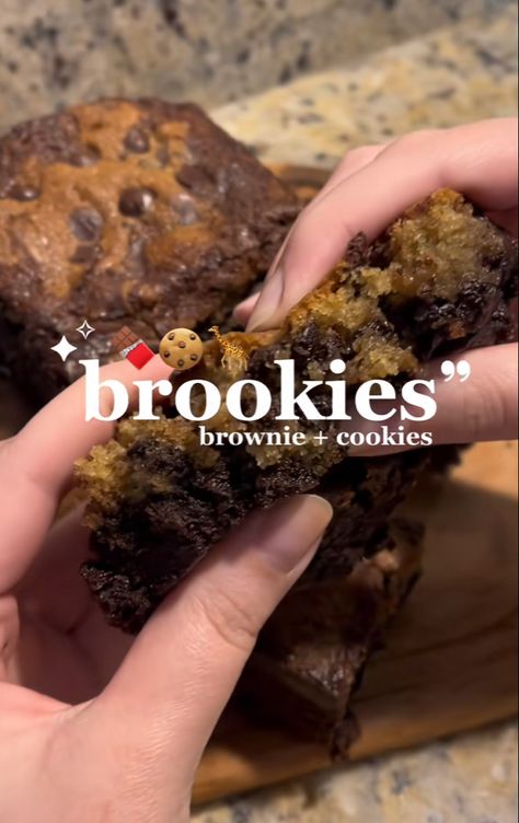 Brookies Recipe, Cookie Recipes Chewy, Best Chocolate Chip Cookies Recipe, Chocolate Brownie Cookies, Family Desserts, Sweet Dishes Recipes, Easy Baking Recipes Desserts, Tasty Baking, Baked Dessert Recipes