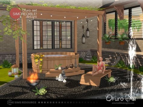 Friends Outdoors, Sims 4 Beds, Spa At Home, Sims 4 Clutter, Casas The Sims 4, Jacuzzi Outdoor, Sims Four, Outdoor Spa, Patio Plants