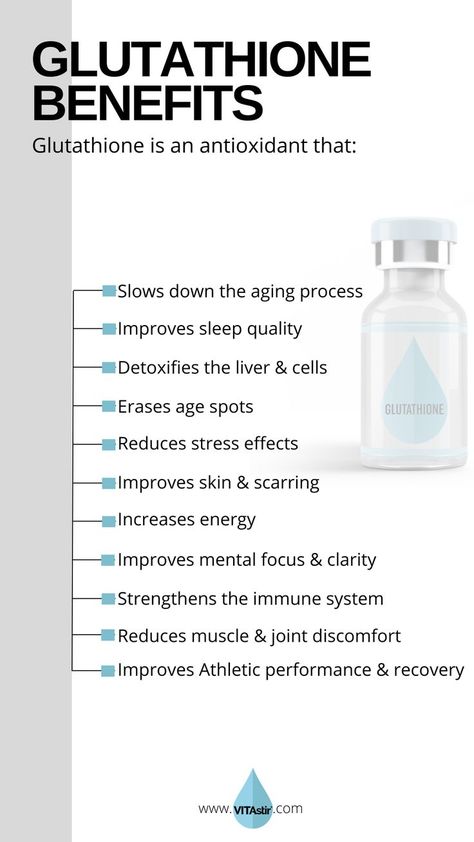 Glutathione benefits in many ways like removing toxins, detox, improve energy levels, boost metabolism and aid as an antioxidant. To know more visit VITAstir, call us or email us at info@vitastir.com. Check our website for more info Glutathione Injection, Glutathione Benefits, Iv Vitamin Therapy, Iv Infusion, Iv Drip, Medical Consultation, Iv Therapy, Mental Energy, Boost Your Energy