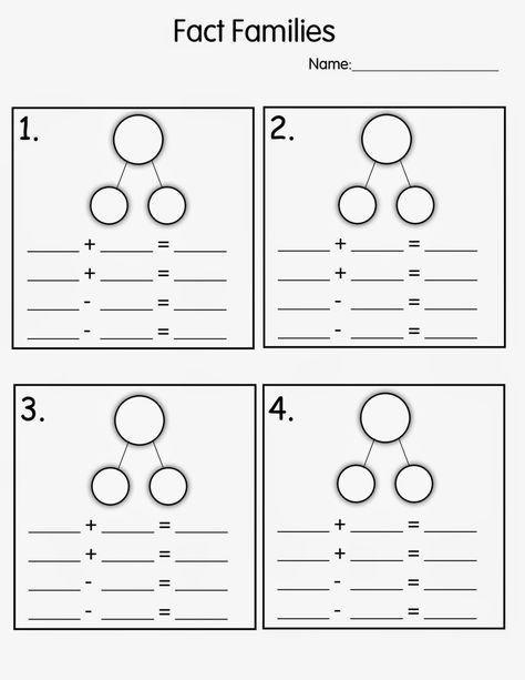 Addition Worksheets First Grade, Number Bonds Kindergarten, Number Bonds Worksheets, Fact Family Worksheet, Family Template, Number Bond, Family Worksheet, First Grade Math Worksheets, Kindergarten Worksheets Free Printables