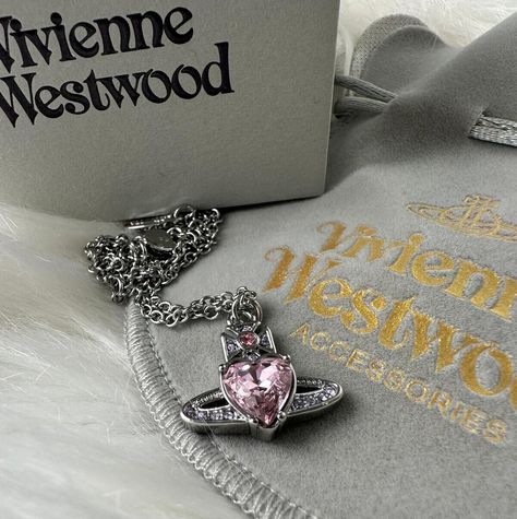 Vivienne Westwood Pink Heart Necklace, Vivienne Westwood Pink Necklace, Pink Heart Necklace, Crystal Orb, Pink Necklace, Heart Pendant Necklace, Vivienne Westwood, Pink Heart, Necklace Pendant