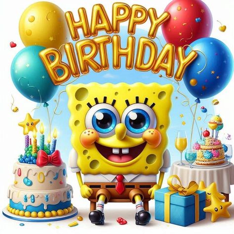 Happy Birthday Spongebob, Spongebob Happy, Happy Birthday Images, Birthday Images, Happy Birthday Wishes, Disney Mickey, Birthday Wishes, Cake Toppers, Birthday Cards