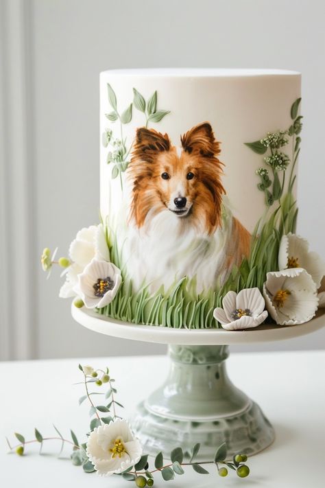 Creative Cakes for Your Shetland Sheepdog's Big Day Dog Birthday Cake Design, Dog Birthday Cake Ideas, Miniature Sheep, Sheep Paintings, Dog Cake Topper, Dog Birthday Cake, Cake Topper Tutorial, Animal Cakes, Dog Cakes