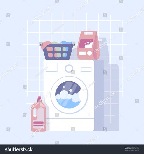 Washing Machine Drawing, Washing Machine Illustration, Laundry Illustration, Elsword Ara, Agenda Stickers, Modern Laundry, Clothes Illustration, Laundry Mat, Laundry Design