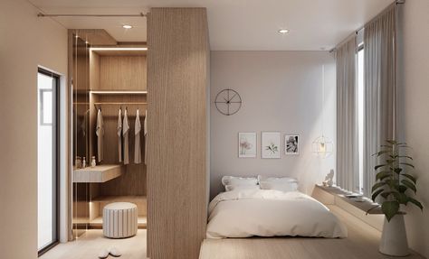 Master Bedroom | Apartment on Behance Master Room Design, Tiny Bedroom Design, Open Living Room Design, Platform Bedroom, House Renovation Projects, Google Sketchup, Master Room, Bedroom Bed Design, Luxury Apartment