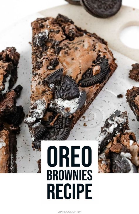 Rich Chocolate OREO Brownies - Golightly Food Food Oreo, Oreo Brownies Recipe, Brownie Desserts Recipes, Dessert Oreo, Brownies Chocolate, Chocolate Oreo, Oreo Brownies, Brownie Desserts, Oreo Recipes