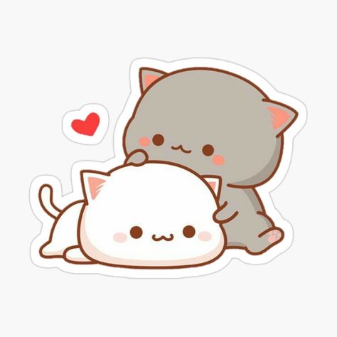 Get my art printed on awesome products. Support me at Redbubble #RBandME: https://www.redbubble.com/i/sticker/Cute-Kitten-Cuddles-by-chetnasingh09/49283113.EJUG5?asc=u Cute Two Cats, Mochi Peach Cat, Cute Mochi, Kitten Cuddle, Peach Cat, Kitten Stickers, Grey And White Cat, Kitten Wallpaper, Chat Kawaii