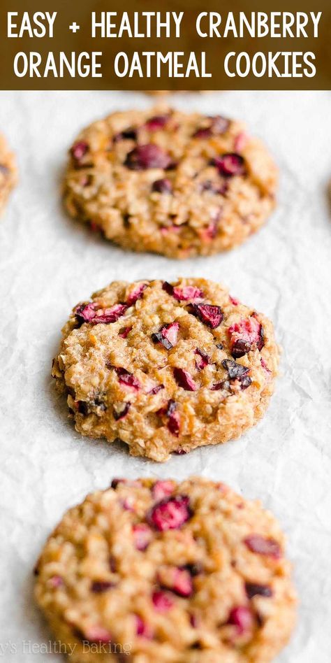 Oatmeal Orange Cranberry Cookies, Recipes With Fresh Cranberries Healthy, Cranberry Recipes Healthy, Cranberry Orange Oatmeal Cookies, Orange Oatmeal Cookies, Oatmeal Cookies Soft, Cranberry Orange Oatmeal, Oatmeal Cookies Gluten Free, Orange Oatmeal