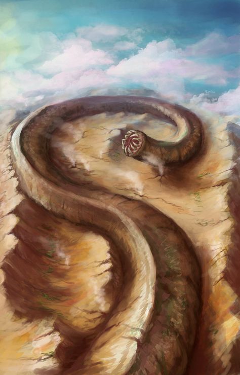 Giant Worm by JoJoesArt Giant Worm, Desert Wasteland, Sand Worm, Dnd Things, D D Monsters, Dnd 5e Homebrew, Story Setting, Mythical Creature, Court Of Thorns And Roses