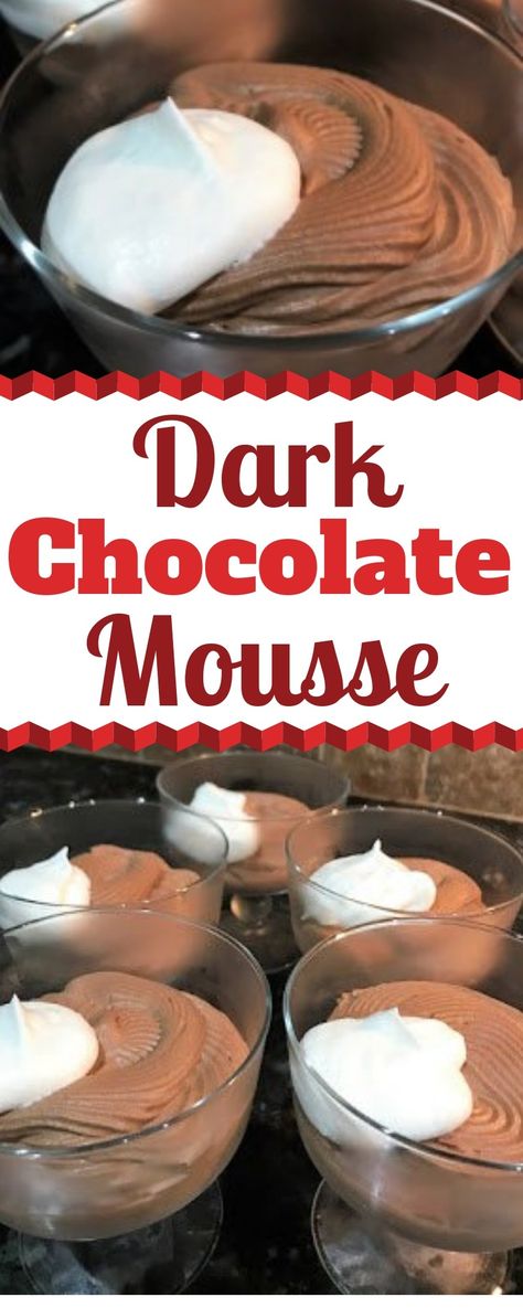 Such a contrast - a light, airy texture with rich, dark chocolate flavor. It's a perfect make-ahead dessert for any special occasion, just make it the day before and let it chill in the fridge until it's time. | Dark Chocolate Mousse | Easy Dark Chocolate Mousse | Ghirardelli Chocolate Recipes | Dark Chocolate Desserts | Best Chocolate Mousse | Dark Chocolate Desserts | Make Ahead Dessert | #DarkChocolate #Chocolate #Mousse #Dessert Best Chocolate Mousse, Mousse Recipes Easy, Chocolate Mousse Desserts, Chocolate Caramel Slice, Dark Chocolate Desserts, Dark Chocolate Recipes, Dark Chocolate Mousse, Chocolate Mousse Recipe, Mousse Dessert