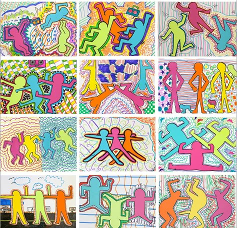 Keith Haring Drawing, Keith Haring Art, Deep Space Sparkle, Haring Art, Middle School Art Projects, 6th Grade Art, 4th Grade Art, 5th Grade Art, Elementary Art Projects