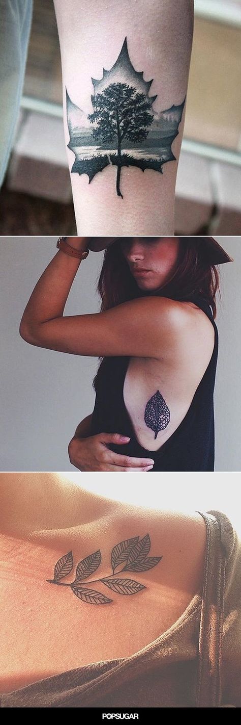 17 Fall-Inspired Tattoos That Show Off the Dreamiest Autumn Leaves Small Tattoos Minimalist, Season Tattoo, Fall Leaves Tattoo, Leaf Tattoo, Tattoo Nature, Saved Tattoo, Nature Leaves, Inspired Tattoos, Tree Tattoo Designs