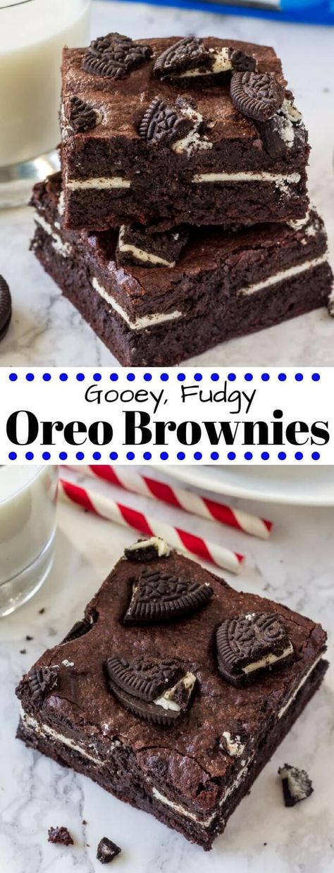 Oreo Brownies - Dessert Recipes for Kids Oreo Cookie Recipes Easy, Fudgy Oreo Brownies, Oreo Biscuits Recipes, Oreo Stuffed Brownies, Baking With Oreos, Oreo Baking Recipes, Recipes With Oreos, Brownies With Oreos, Oreos Brownies