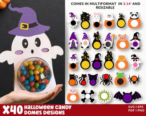 Halloween Candy Dome SVG Bundle, Halloween Candy Holder SVG, Candy Ornaments SVG, Chocolate holder svg, Party Favor, Trick or Treat Gifts  ❀ This file will be available to you immediately after purchase. Feel free to message me if you need any modifications regarding this Product I'll be happy to help. ⚠️ Please read before purchasing: This is a digital file and no physical items will be shipped. The file comes as a digital download only. ❀ This listing includes 2 zipped file the following high- Halloween Candy Dome, Candy Dome Svg, Trick Or Treat Gifts, Candy Holder Svg, Halloween Candy Holder, Candy Dome, Dulces Halloween, Halloween Treat Boxes, Candy Ornaments