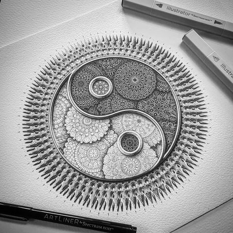 Design Stack: A Blog about Art, Design and Architecture: Exceptional 3D Mandala drawings Mandala Sketch, Tattoos Infinity, Tattoos Mandala, Inspiration Tattoo, Mandala Art Therapy, Tattoos Geometric, Sketch Daily, Tattoos Skull, Mandala Art Lesson