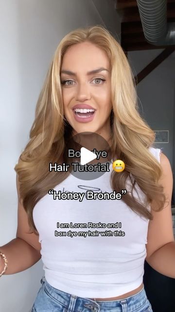 Loren Rosko on Instagram: "Box dye at home hair tutorial 🥰 #honeybronde #honeyblonde #diy #boxdye" Best Blonde Box Dye At Home, How To Box Dye Your Hair At Home, At Home Blonde Highlights, Best Box Dye Hair At Home, How To Bleach Hair At Home Step By Step, Diy Blonde Highlights At Home, Diy Blonde Hair At Home, Highlighting Hair At Home, Blonde Box Dye