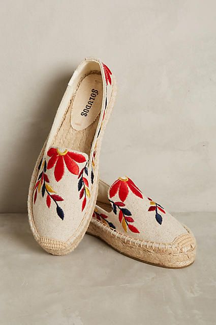 Soludos Embroidered Floral Espadrilles #embroidered #shoes #slipons #slippers #springstyle #springfashion Floral Espadrilles, Embroidered Shoes, Painted Shoes, Diy Shoes, Dream Shoes, Shoe Obsession, Shoe Lover, Beautiful Shoes, Sock Shoes